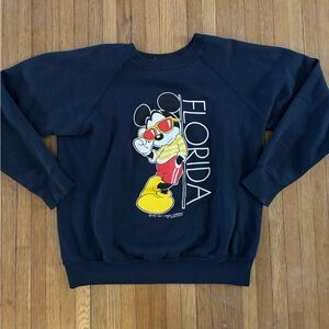 🔥 Vintage 90’s Florida Mickey Mouse Florida Crewneck Sweatshirt Large Navy 🔥